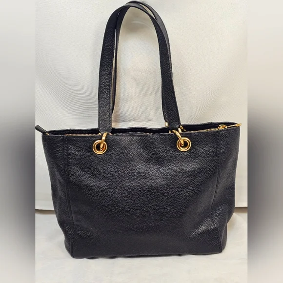 Coach Pebbled Leather Jes Tote F76701 Zip Tote Bag – Black & Gold Authenticated - Picture 7 of 10